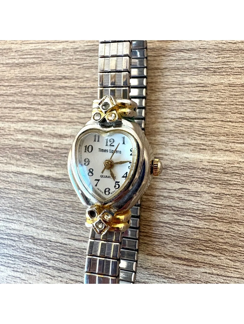 Vintage Times Square Women’s Watch Art Deco Rhinestone Silver Gold Tone Quartz